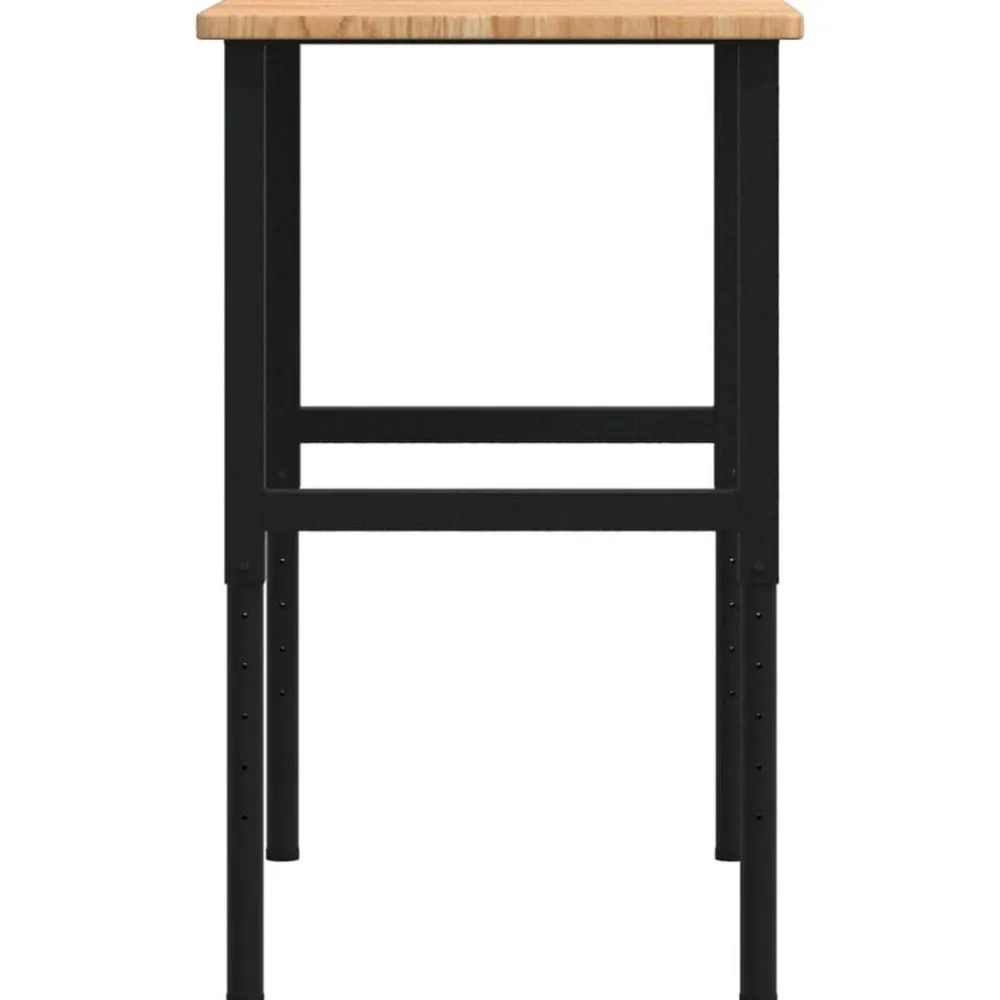 vidaXL Banco de trabajo rectangular madera maciza 100x60x(71,5-98) cm marrón claro y negro Best