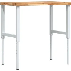 vidaXL Accesorios De Bricolaje-Banco de trabajo rectangular madera maciza 100x60x(73-99,5) cm