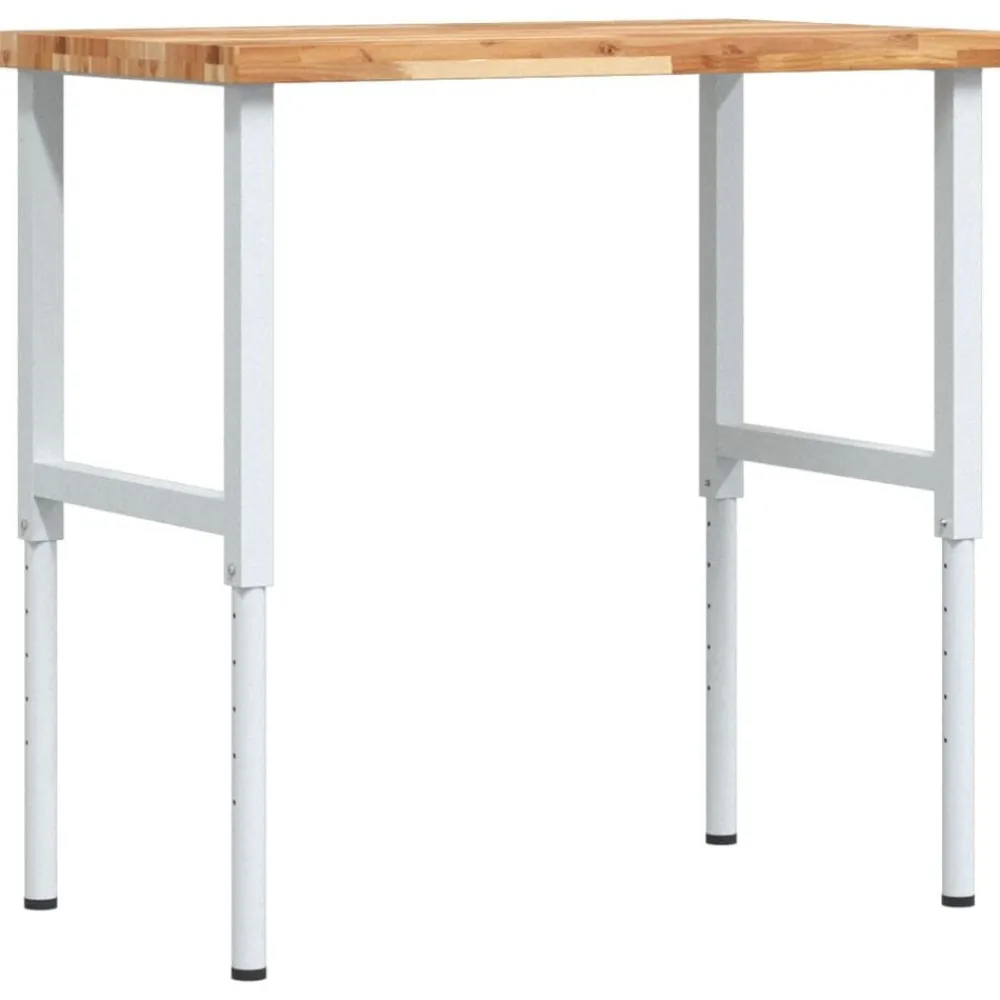 vidaXL Accesorios De Bricolaje-Banco de trabajo rectangular madera maciza 100x60x(73-99,5) cm