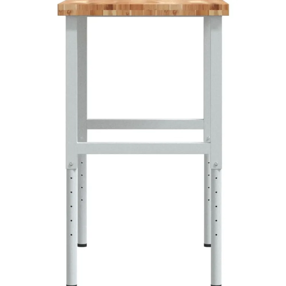 vidaXL Accesorios De Bricolaje-Banco de trabajo rectangular madera maciza 100x60x(73-99,5) cm