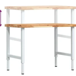 vidaXL Accesorios De Bricolaje-Banco de trabajo rectangular madera maciza 100x60x(73-99,5) cm