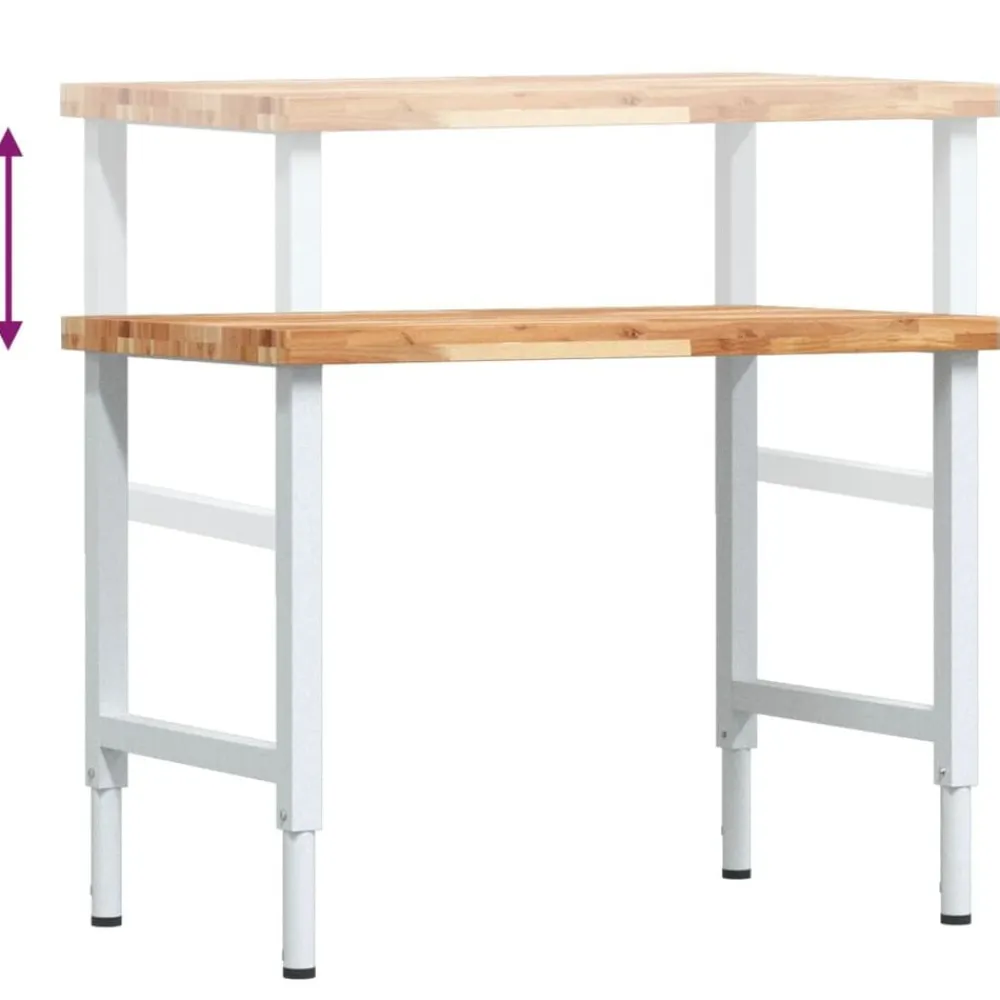 vidaXL Accesorios De Bricolaje-Banco de trabajo rectangular madera maciza 100x60x(73-99,5) cm