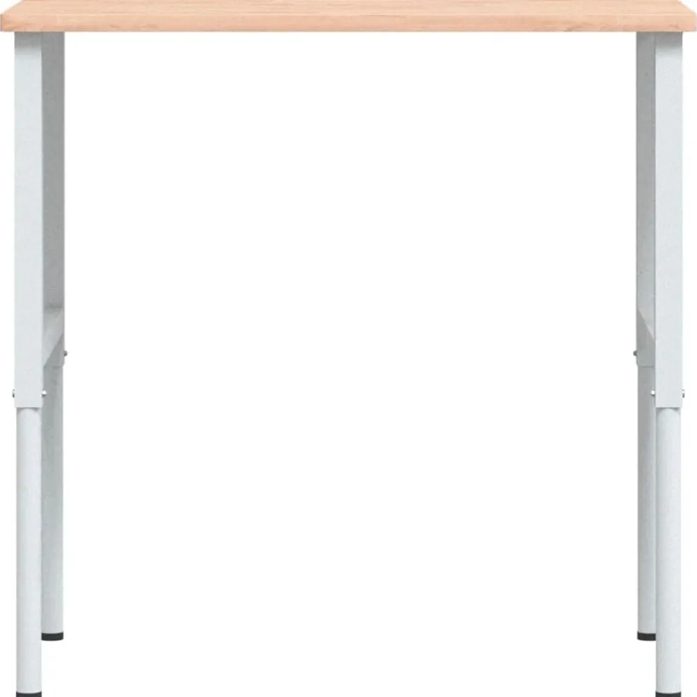 vidaXL Banco de trabajo rectangular madera maciza 100x60x(71,5-98) cm Marrón y blanco Discount