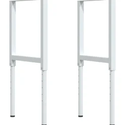 vidaXL Banco de trabajo rectangular madera maciza 100x60x(71,5-98) cm Marrón y blanco Discount