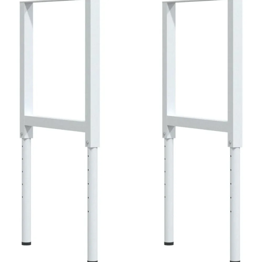 vidaXL Banco de trabajo rectangular madera maciza 100x60x(71,5-98) cm Marrón y blanco Discount