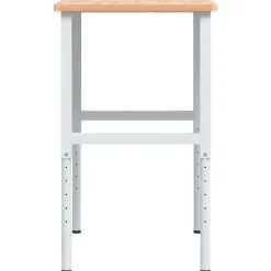 vidaXL Banco de trabajo rectangular madera maciza 100x60x(71,5-98) cm Marrón y blanco Discount