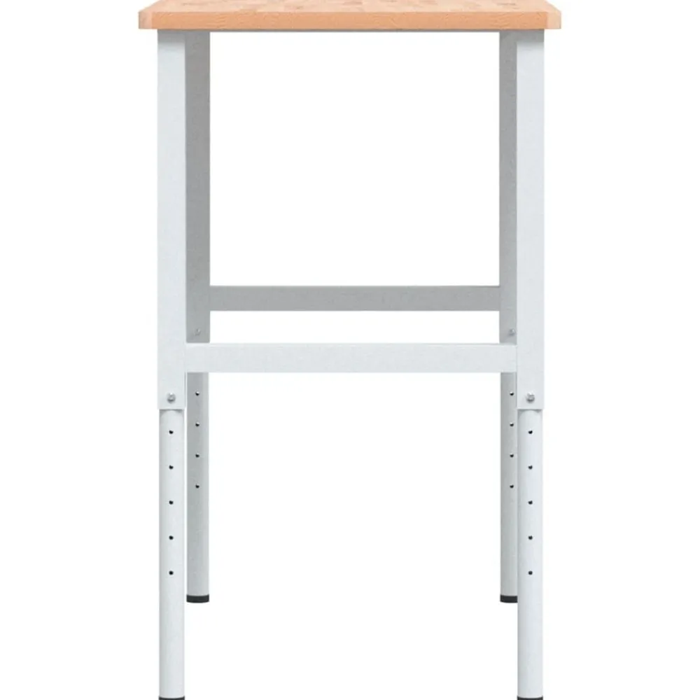 vidaXL Banco de trabajo rectangular madera maciza 100x60x(71,5-98) cm Marrón y blanco Discount