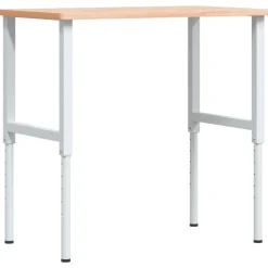 vidaXL Banco de trabajo rectangular madera maciza 100x60x(71,5-98) cm Marrón y blanco Discount