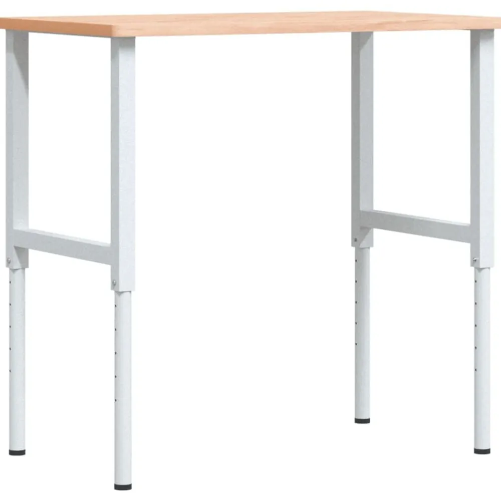 vidaXL Banco de trabajo rectangular madera maciza 100x60x(71,5-98) cm Marrón y blanco Discount