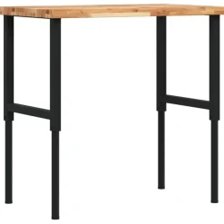 vidaXL Banco de trabajo rectangular madera maciza 100x60x(73-99,5) cm marrón oscuro y negro New