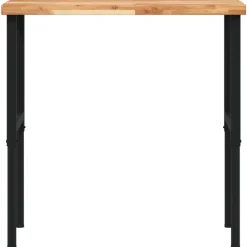 vidaXL Banco de trabajo rectangular madera maciza 100x60x(73-99,5) cm marrón oscuro y negro New