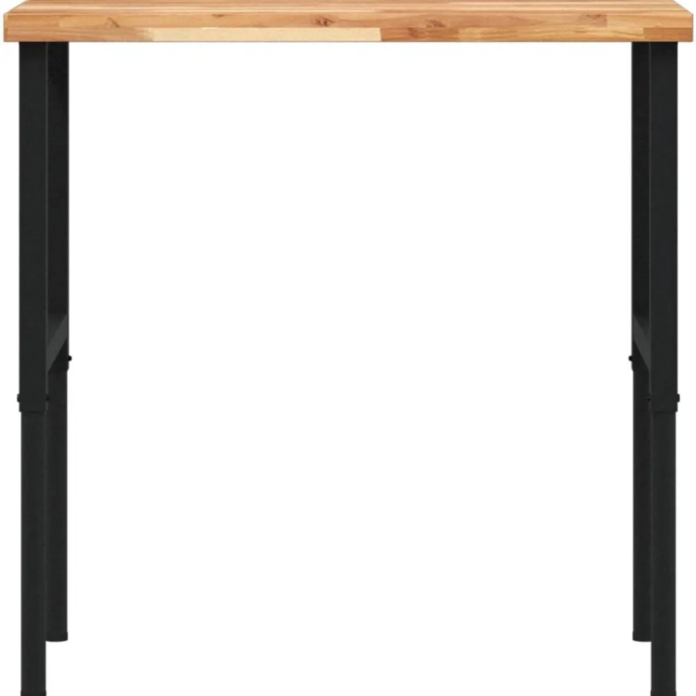 vidaXL Banco de trabajo rectangular madera maciza 100x60x(73-99,5) cm marrón oscuro y negro New