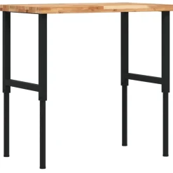 vidaXL Banco de trabajo rectangular madera maciza 100x60x(73-99,5) cm marrón oscuro y negro New