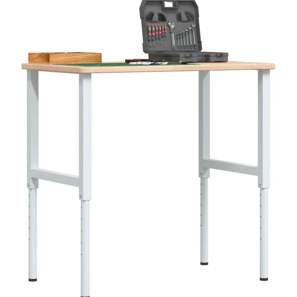 vidaXL Accesorios De Bricolaje-Banco de trabajo rectangular madera maciza 100x60x(71,5-98) cm