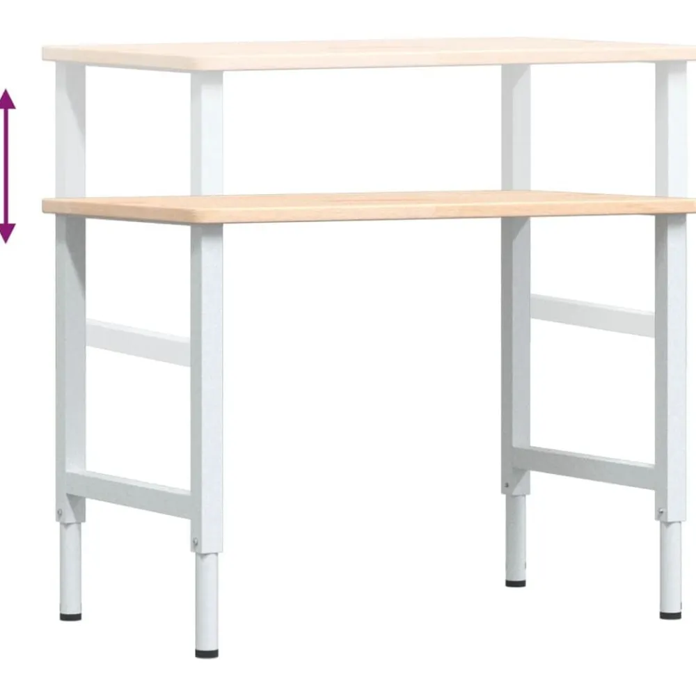 vidaXL Accesorios De Bricolaje-Banco de trabajo rectangular madera maciza 100x60x(71,5-98) cm