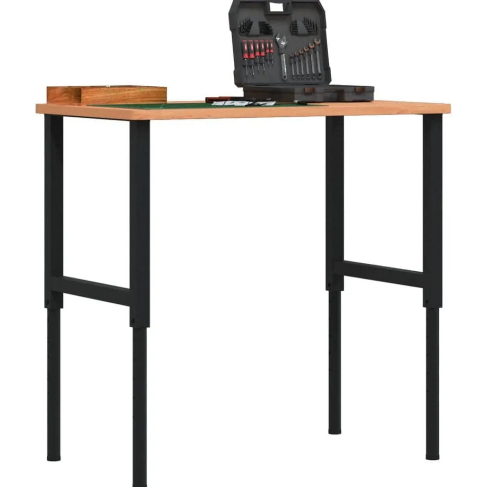 vidaXL Accesorios De Bricolaje-Banco de trabajo rectangular madera maciza 100x60x(71,5-98) cm