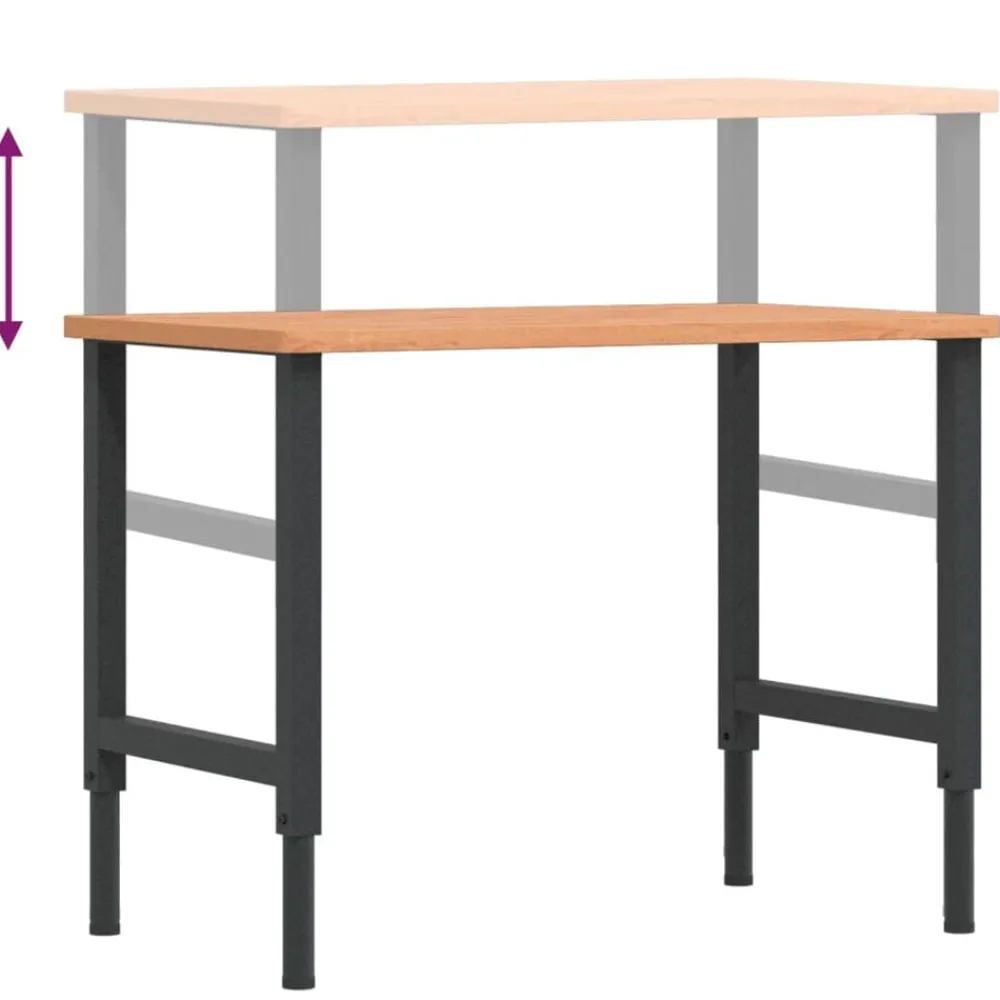 vidaXL Accesorios De Bricolaje-Banco de trabajo rectangular madera maciza 100x60x(71,5-98) cm