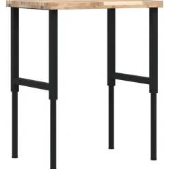 vidaXL Banco de trabajo rectangular madera maciza 80x60x(73-99,5) cm Marr&oacute;n y negro Clearance