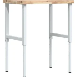 vidaXL Banco de trabajo rectangular madera maciza 80x60x(73-99,5) cm Marrón y blanco Clearance