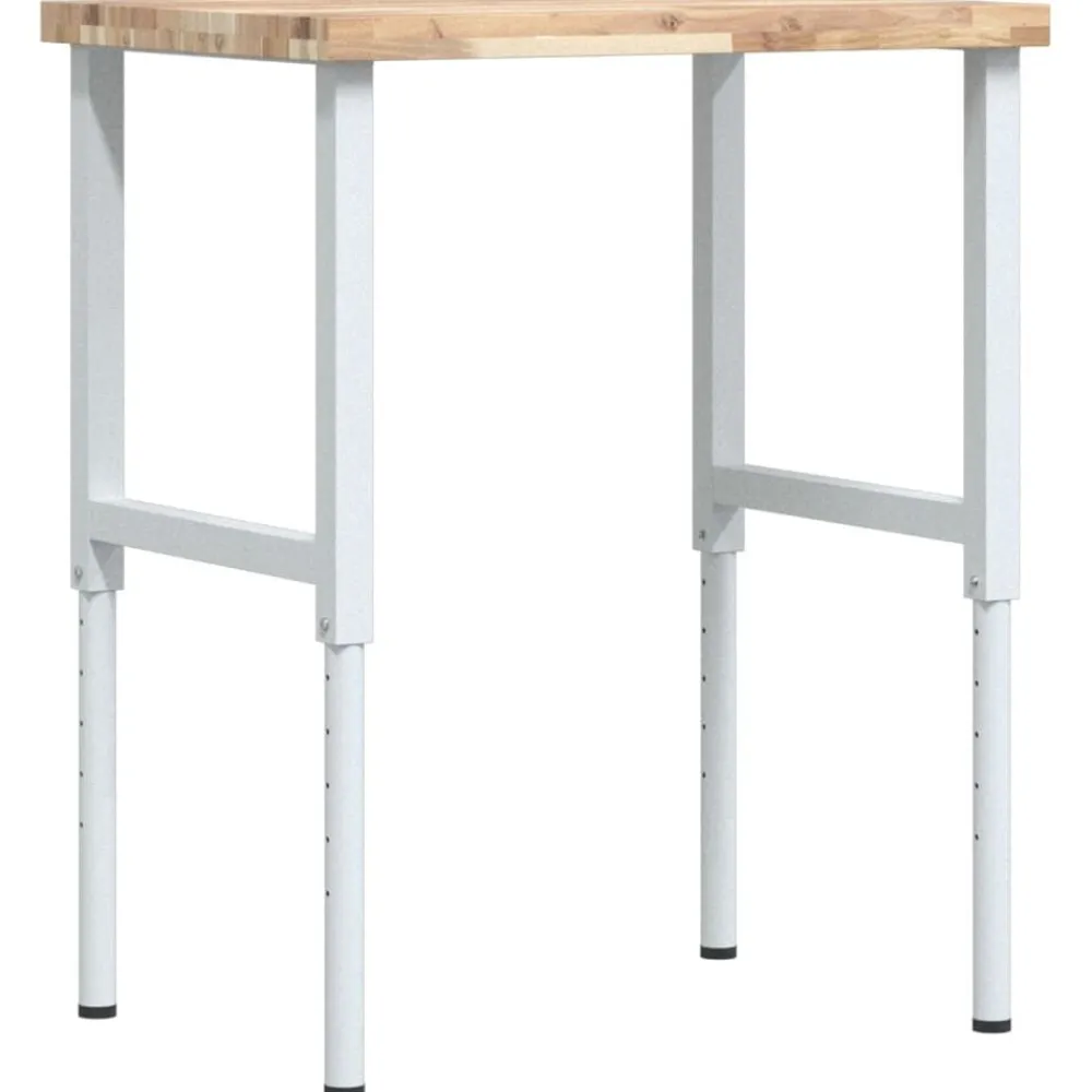 vidaXL Banco de trabajo rectangular madera maciza 80x60x(73-99,5) cm Marrón y blanco Clearance