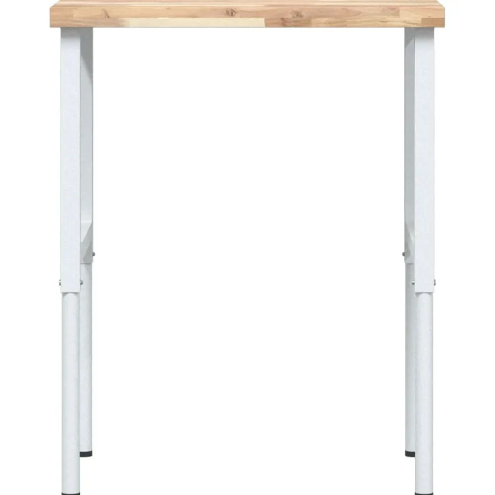 vidaXL Banco de trabajo rectangular madera maciza 80x60x(73-99,5) cm Marrón y blanco Clearance