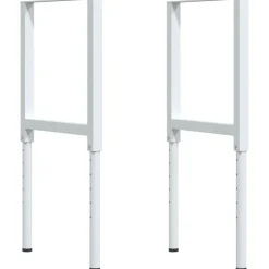 vidaXL Banco de trabajo rectangular madera maciza 80x60x(73-99,5) cm Marrón y blanco Clearance