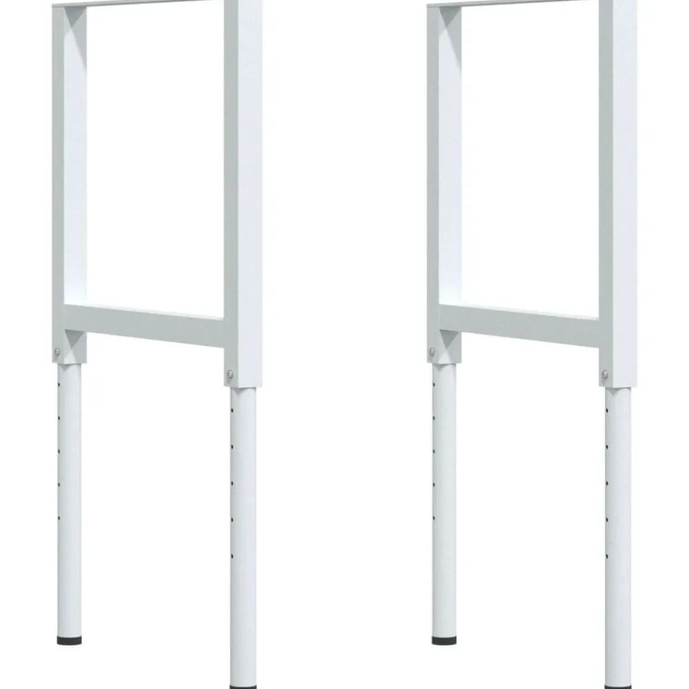vidaXL Banco de trabajo rectangular madera maciza 80x60x(73-99,5) cm Marrón y blanco Clearance