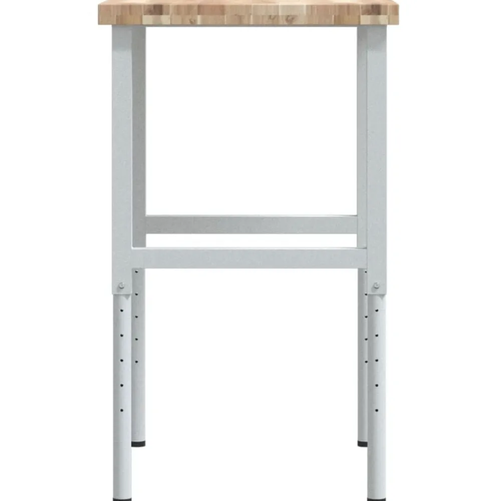 vidaXL Banco de trabajo rectangular madera maciza 80x60x(73-99,5) cm Marrón y blanco Clearance