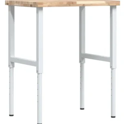 vidaXL Banco de trabajo rectangular madera maciza 80x60x(73-99,5) cm Marrón y blanco Clearance