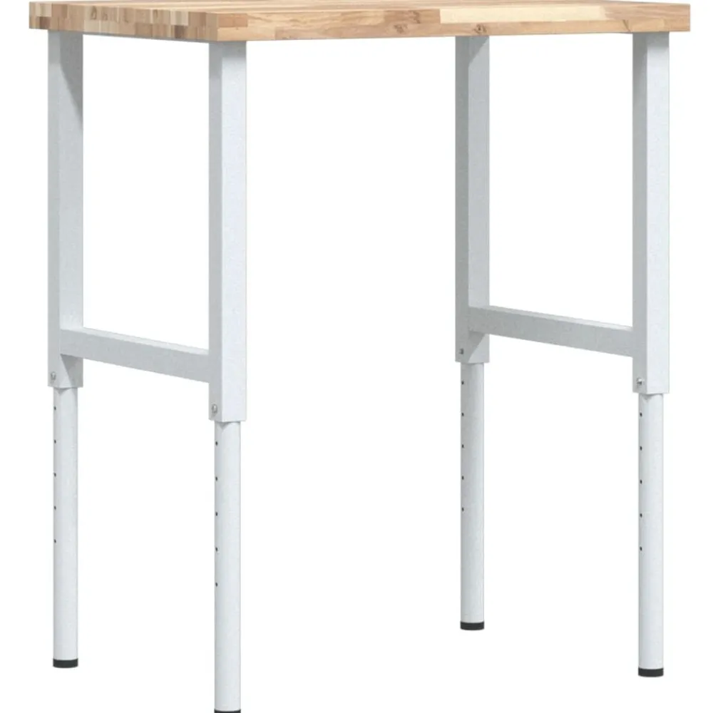 vidaXL Banco de trabajo rectangular madera maciza 80x60x(73-99,5) cm Marrón y blanco Clearance