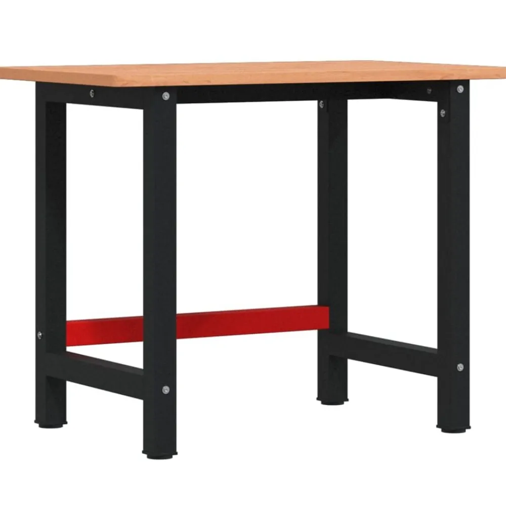 vidaXL Banco de trabajo rectangular madera maciza roble 100x60x81,5 cm Marrón oscuro Outlet