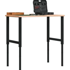 vidaXL Accesorios De Bricolaje-Banco de trabajo rectangular madera maciza 100x60x(71,5-98) cm