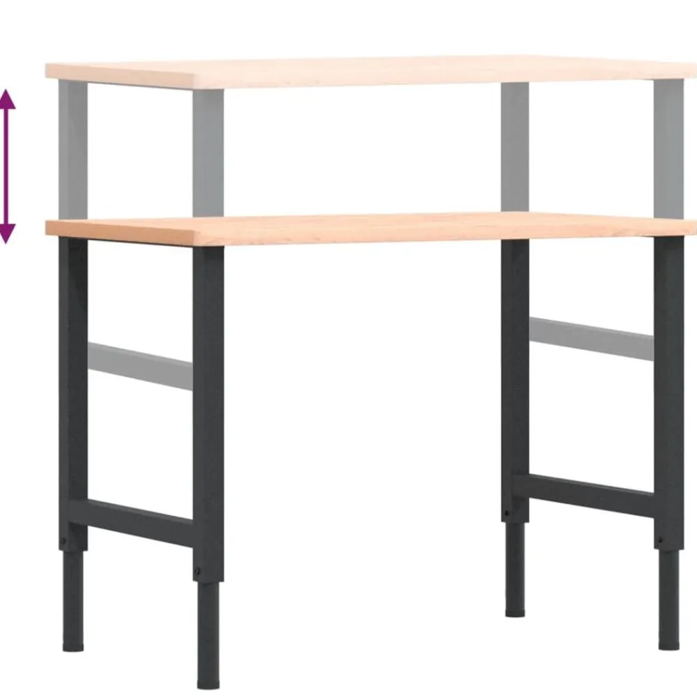 vidaXL Accesorios De Bricolaje-Banco de trabajo rectangular madera maciza 100x60x(71,5-98) cm
