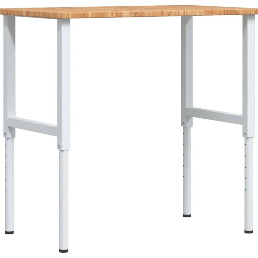 vidaXL Banco de trabajo rectangular madera maciza 100x60x(71,5-98) cm marrón claro y blanco New