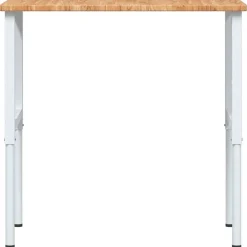 vidaXL Banco de trabajo rectangular madera maciza 100x60x(71,5-98) cm marrón claro y blanco New