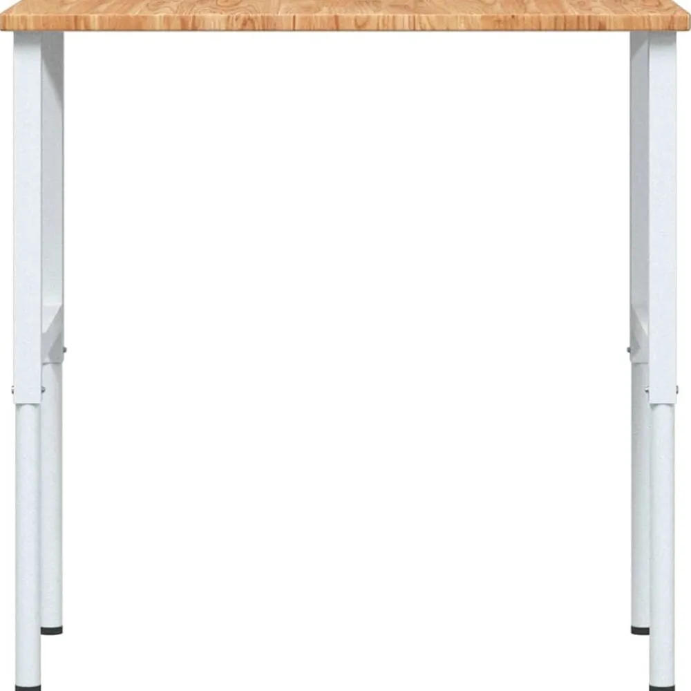 vidaXL Banco de trabajo rectangular madera maciza 100x60x(71,5-98) cm marrón claro y blanco New