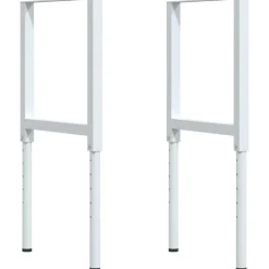 vidaXL Banco de trabajo rectangular madera maciza 100x60x(71,5-98) cm marrón claro y blanco New