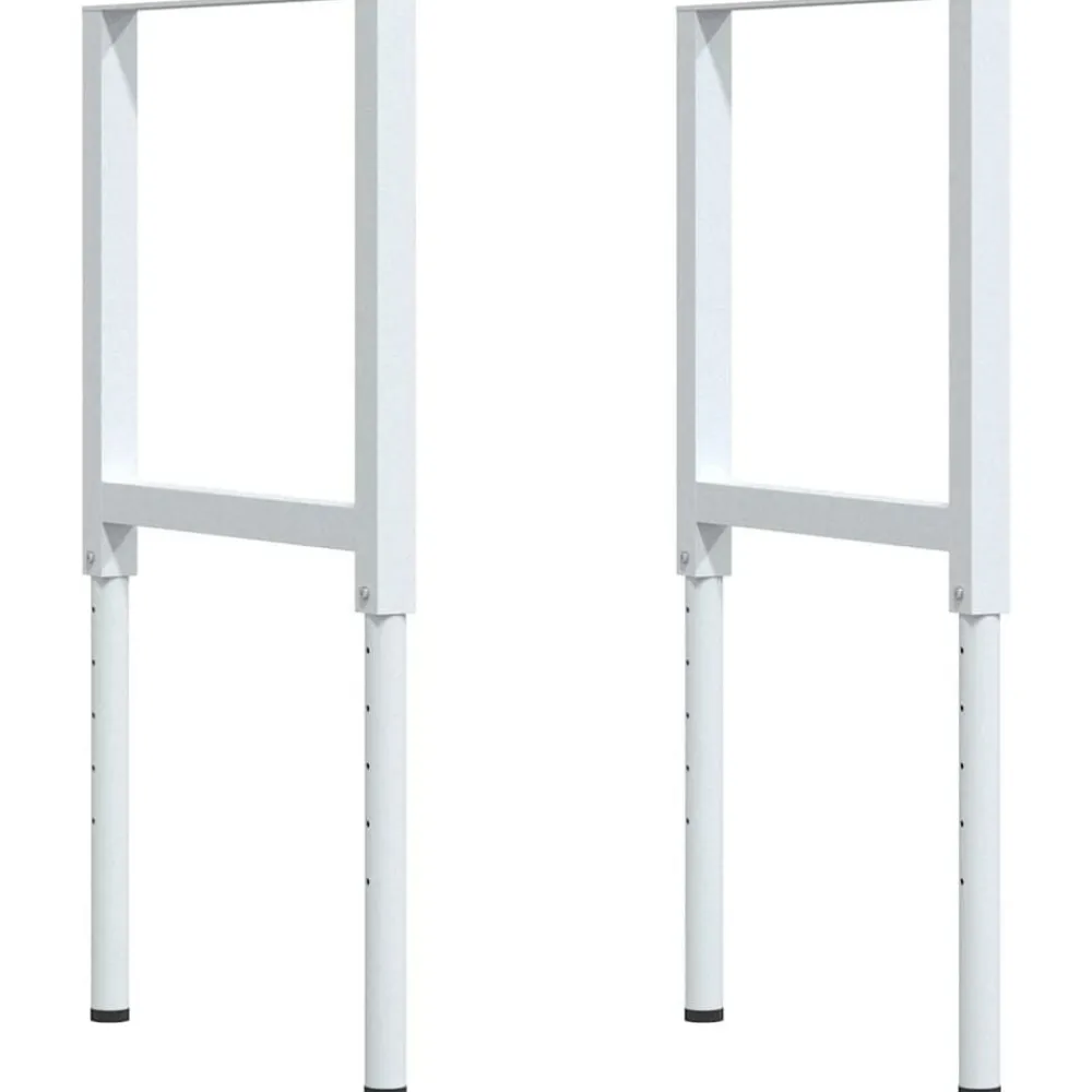 vidaXL Banco de trabajo rectangular madera maciza 100x60x(71,5-98) cm marrón claro y blanco New