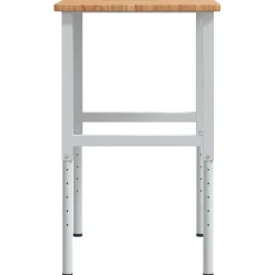 vidaXL Banco de trabajo rectangular madera maciza 100x60x(71,5-98) cm marrón claro y blanco New