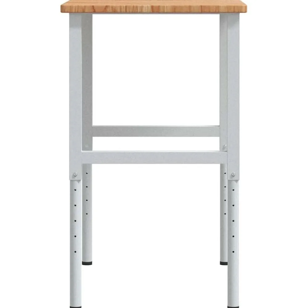 vidaXL Banco de trabajo rectangular madera maciza 100x60x(71,5-98) cm marrón claro y blanco New