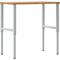 vidaXL Banco de trabajo rectangular madera maciza 100x60x(71,5-98) cm marrón claro y blanco New