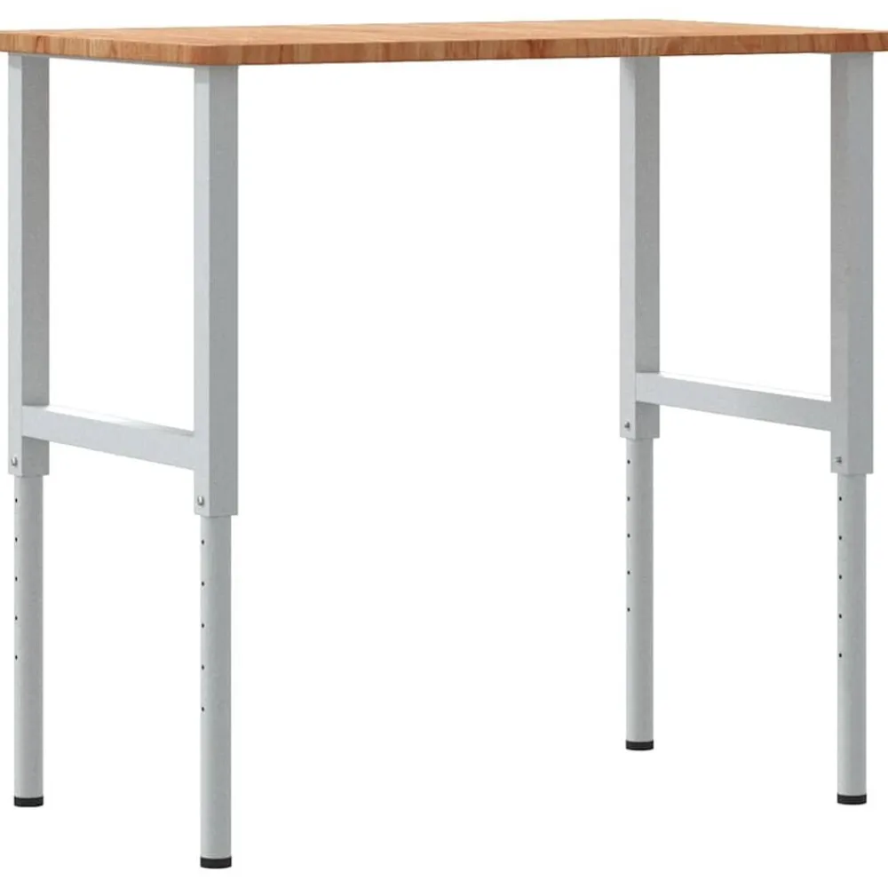 vidaXL Banco de trabajo rectangular madera maciza 100x60x(71,5-98) cm marrón claro y blanco New