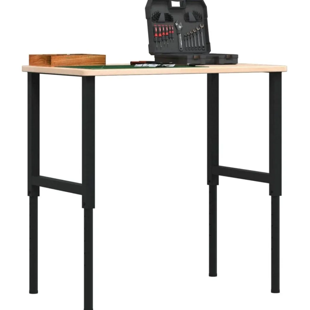 vidaXL Accesorios De Bricolaje-Banco de trabajo rectangular madera maciza 100x60x(71,5-98) cm