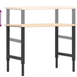 vidaXL Accesorios De Bricolaje-Banco de trabajo rectangular madera maciza 100x60x(71,5-98) cm