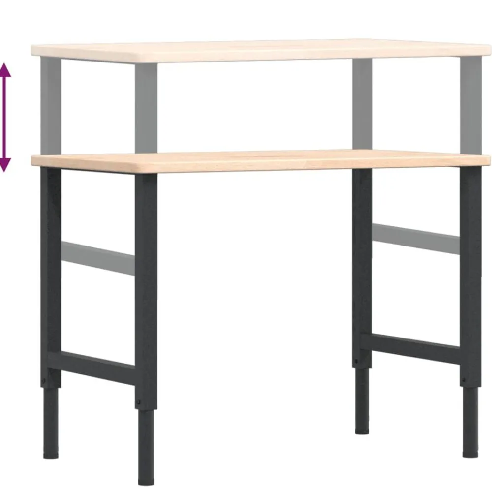 vidaXL Accesorios De Bricolaje-Banco de trabajo rectangular madera maciza 100x60x(71,5-98) cm