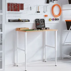 vidaXL Accesorios De Bricolaje-Banco de trabajo rectangular madera maciza 100x60x(71,5-98) cm