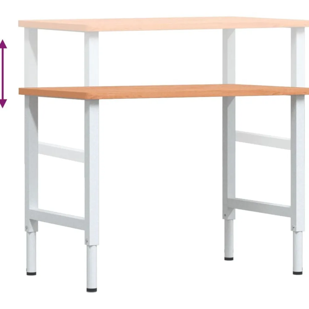 vidaXL Accesorios De Bricolaje-Banco de trabajo rectangular madera maciza 100x60x(71,5-98) cm
