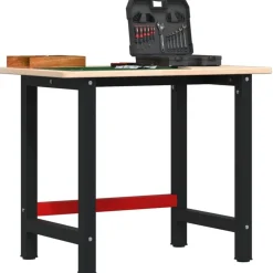 vidaXL Accesorios De Bricolaje-Banco de trabajo rectangular madera maciza roble 100x60x81,5 cm