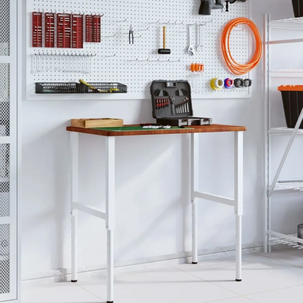 vidaXL Accesorios De Bricolaje-Banco de trabajo rectangular madera maciza 100x60x(71,5-98) cm