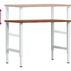 vidaXL Accesorios De Bricolaje-Banco de trabajo rectangular madera maciza 100x60x(71,5-98) cm